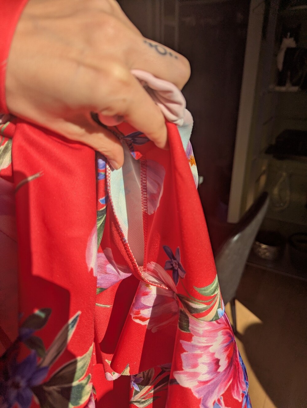 Red Floral Ruffle Summer Dress - Picture 5 of 6
